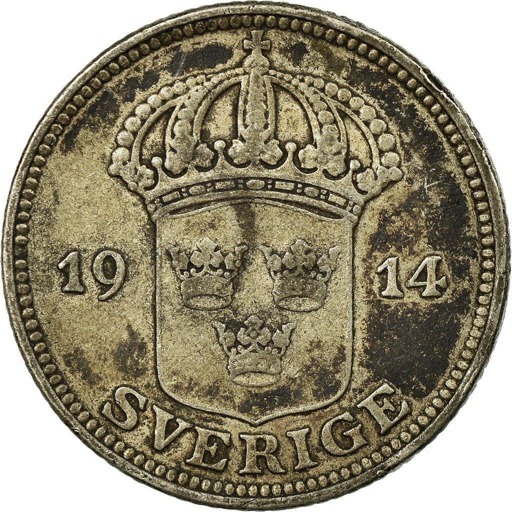 Coin, Sweden, Gustaf V, 50 Öre, 1914, VF(30-35), Silver, KM:788