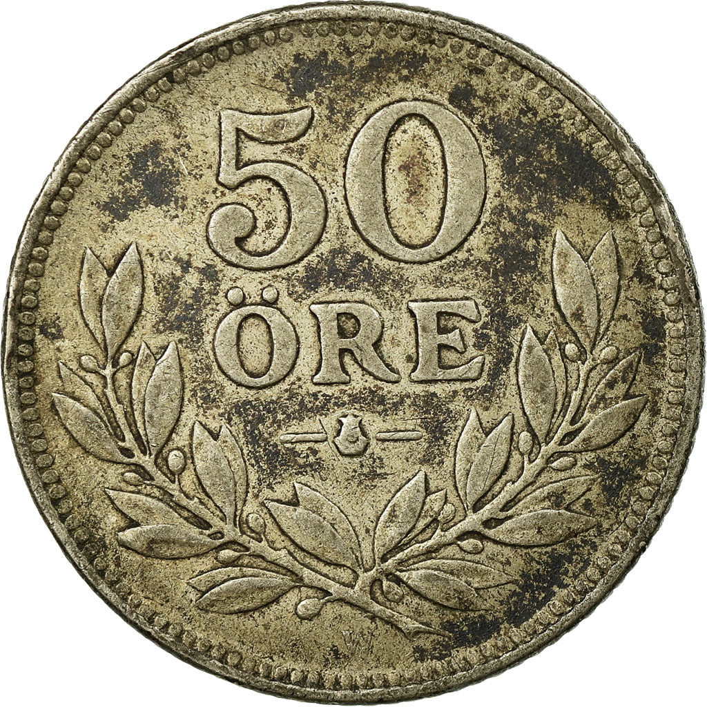 Coin, Sweden, Gustaf V, 50 Öre, 1914, VF(30-35), Silver, KM:788
