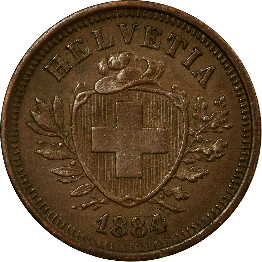 Coin, Switzerland, Rappen, 1884, Bern, EF(40-45), Bronze, KM:3.1