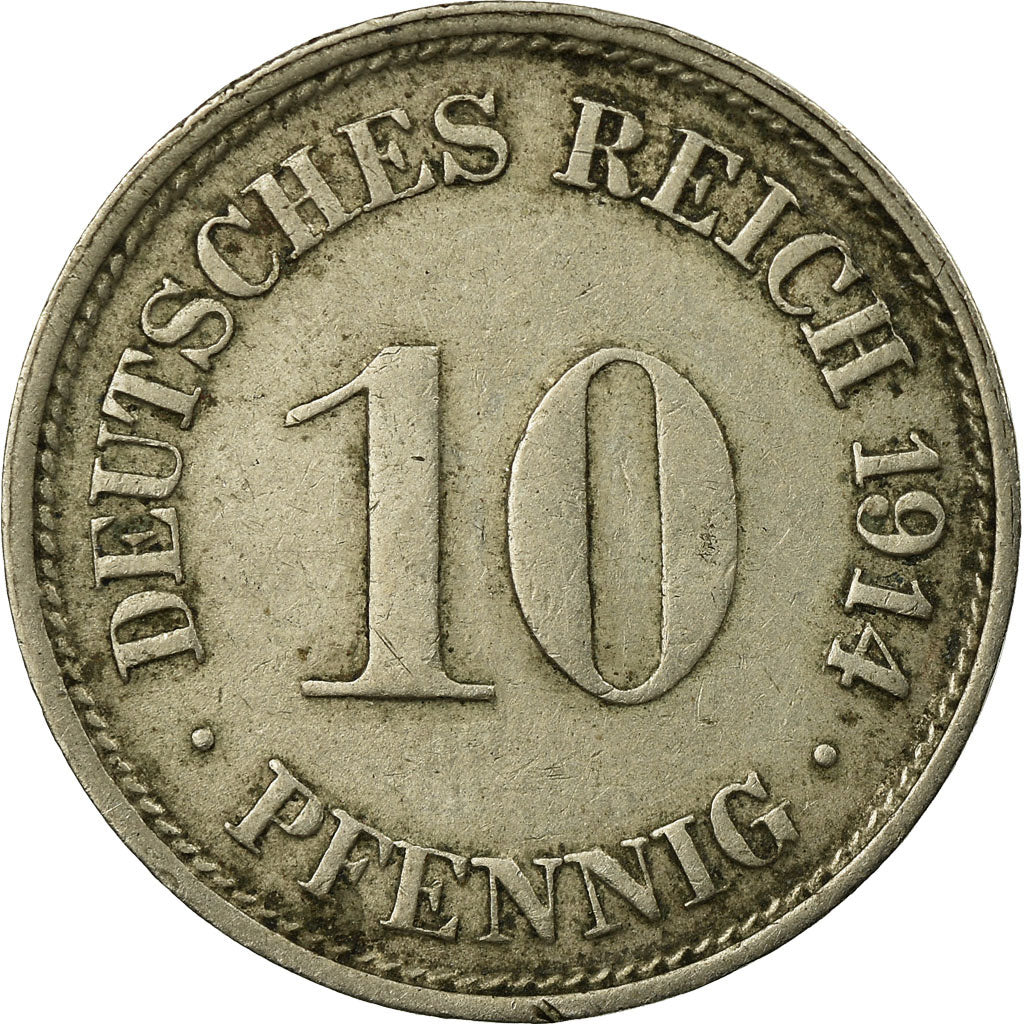 Coin, GERMANY - EMPIRE, Wilhelm II, 10 Pfennig, 1914, Stuttgart, EF(40-45)
