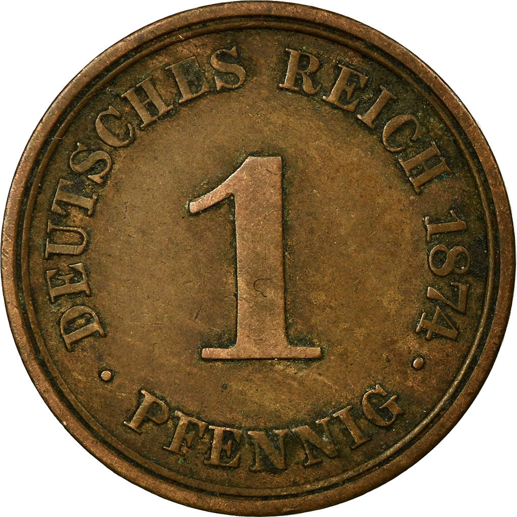 Coin, GERMANY - EMPIRE, Wilhelm I, Pfennig, 1874, Berlin, EF(40-45), Copper