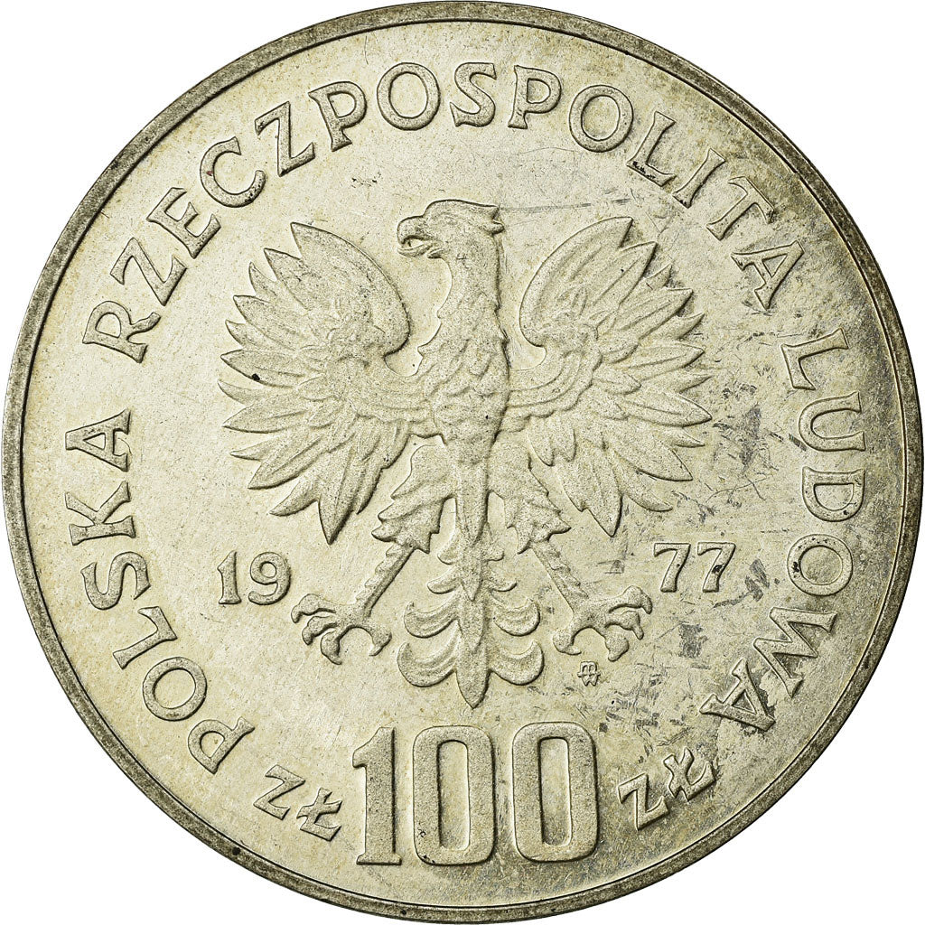 Coin, Poland, 100 Zlotych, 1977, Warsaw, EF(40-45), Silver, KM:91