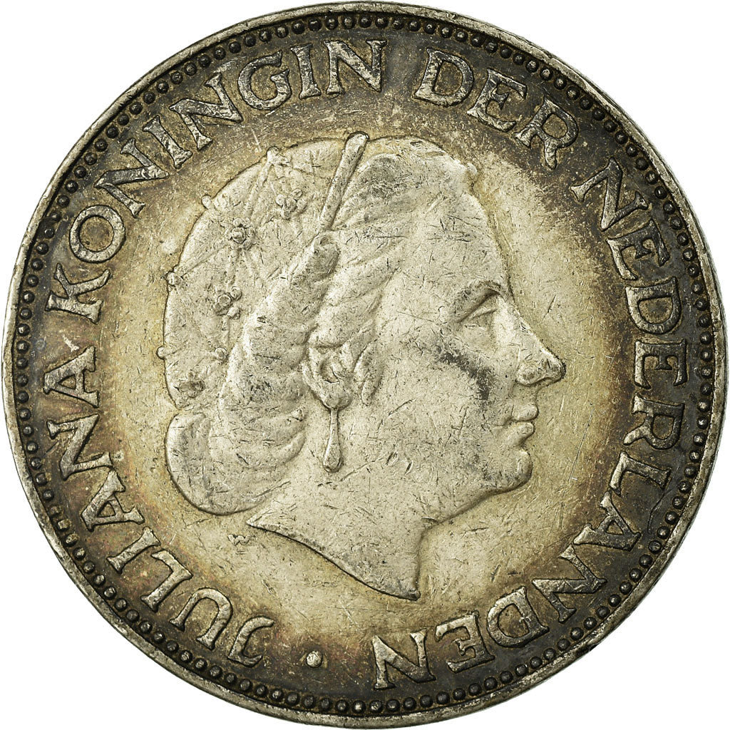 Coin, Netherlands, Juliana, 2-1/2 Gulden, 1960, F(12-15), Silver, KM:185