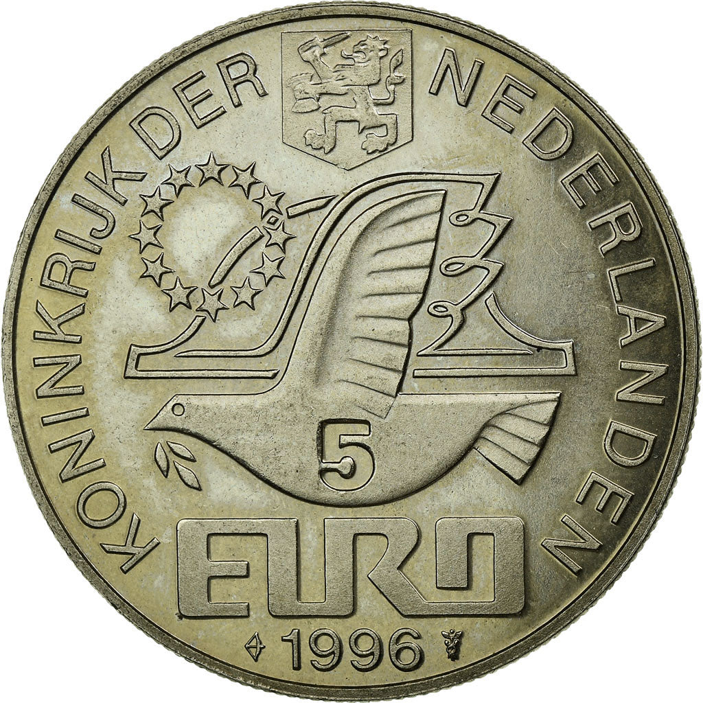 Netherlands, 5 Euro, 1996, AU(55-58), Copper-nickel, KM:126