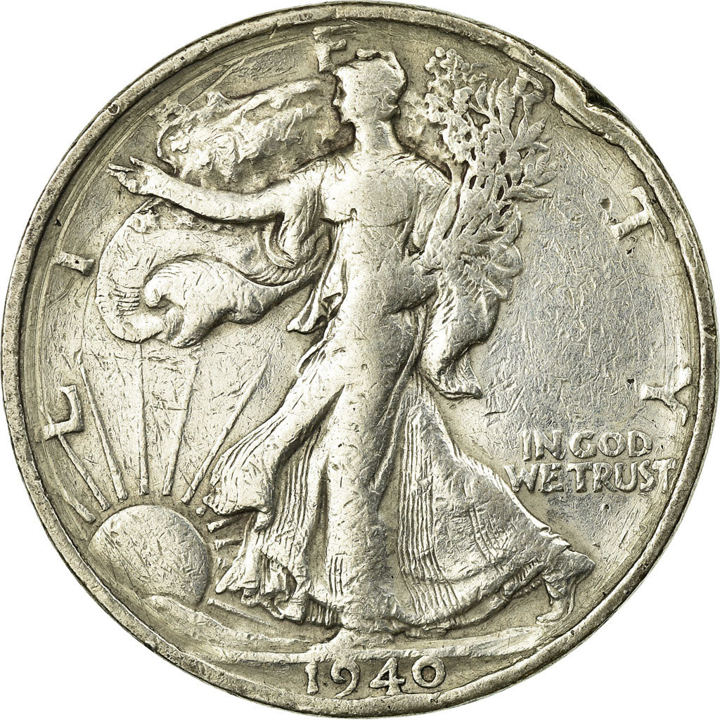 Coin, United States, Walking Liberty Half Dollar, Half Dollar, 1940, U.S. Mint