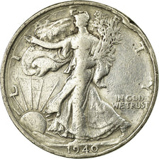 Coin, United States, Walking Liberty Half Dollar, Half Dollar, 1940, U.S. Mint