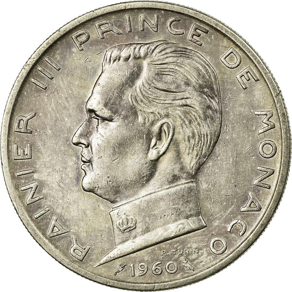 Coin, Monaco, Rainier III, 5 Francs, 1960, EF(40-45), Silver, KM:141, Gadoury:MC