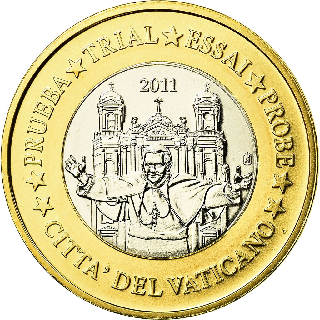 Watykan, Medal, 1 E, Essai-Trial Benoit XVI, 2011, MS(63), Bimetaliczny
