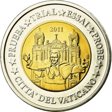 Watykan, Medal, 2 E, Essai-Trial Benoit XVI, 2011, MS(63), Bimetaliczny
