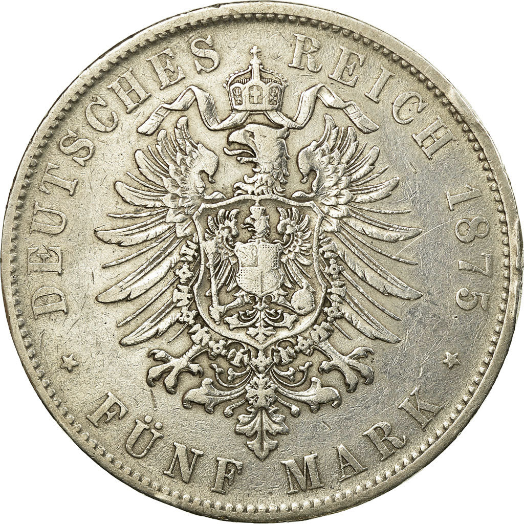 Coin, German States, BAVARIA, Ludwig II, 5 Mark, 1875, Munich, EF(40-45)