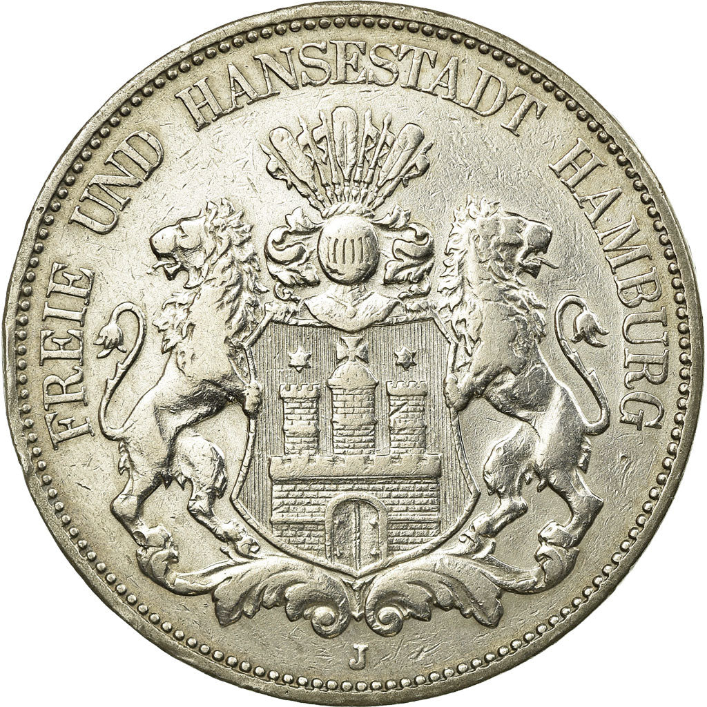 Munten, Duitse staten, HAMBURG, 5 Mark, 1902, Hamburg, ZF, Zilver, KM:610