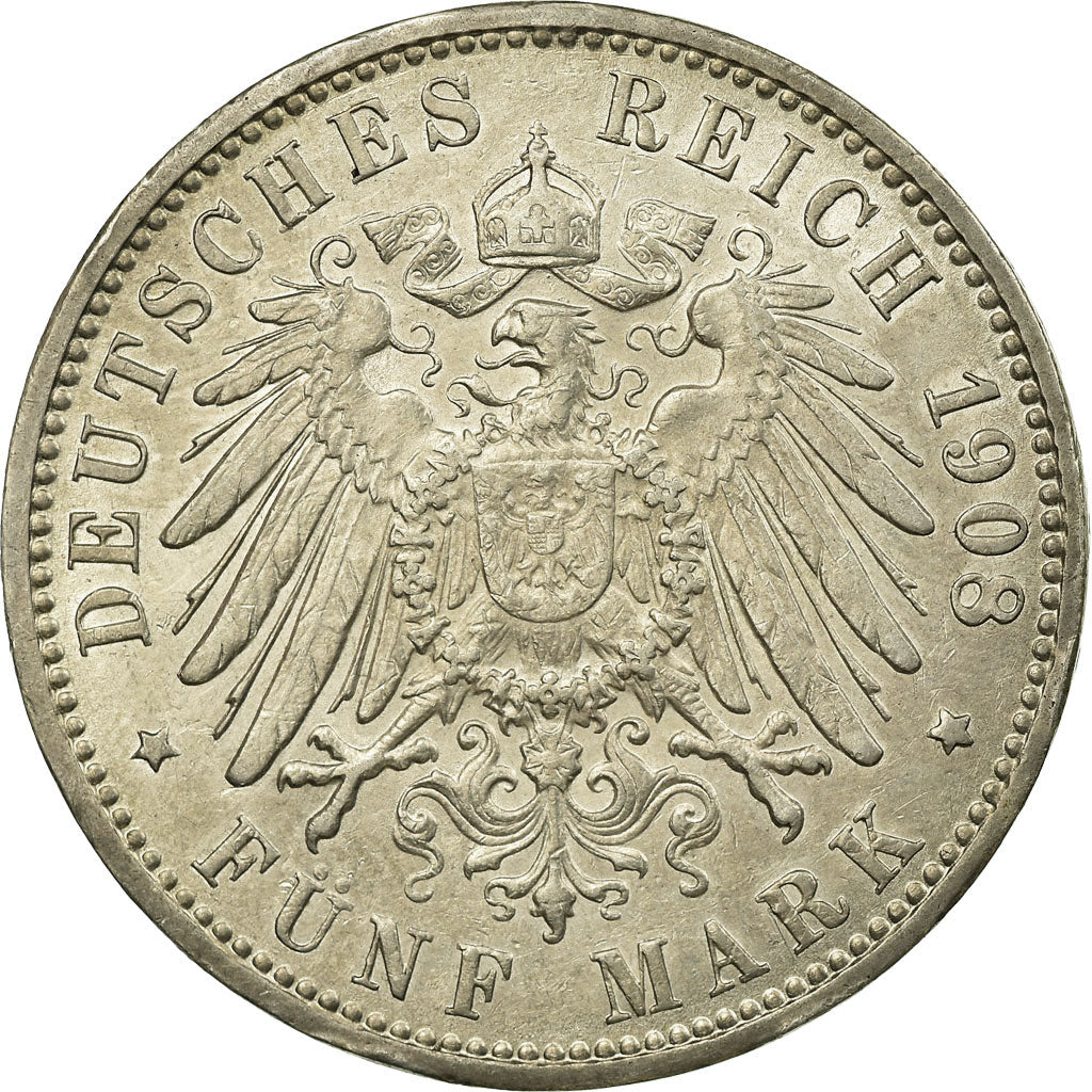 Münze, Deutsch Staaten, HAMBURG, 5 Mark, 1908, Hamburg, VZ, Silber, KM:610