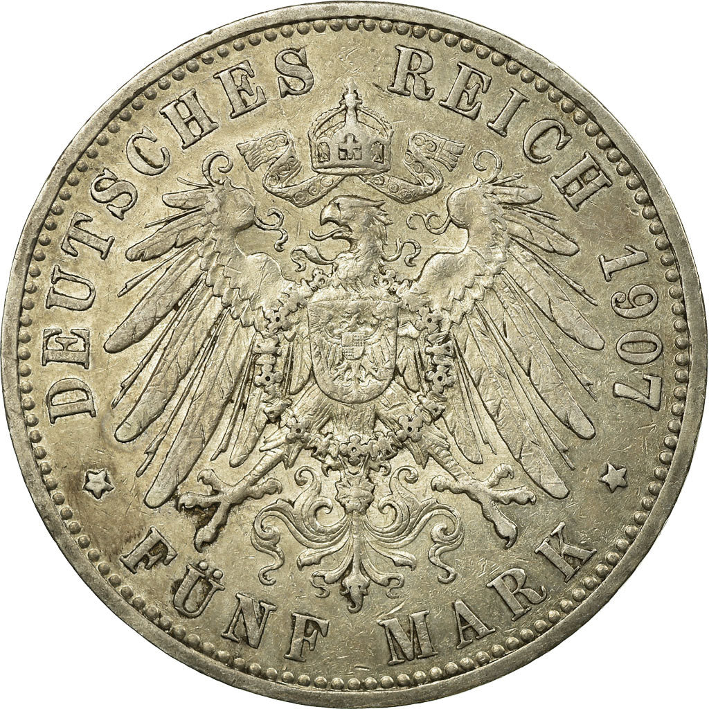 Münze, Deutsch Staaten, PRUSSIA, Wilhelm II, 5 Mark, 1907, Berlin, SS+, Silber