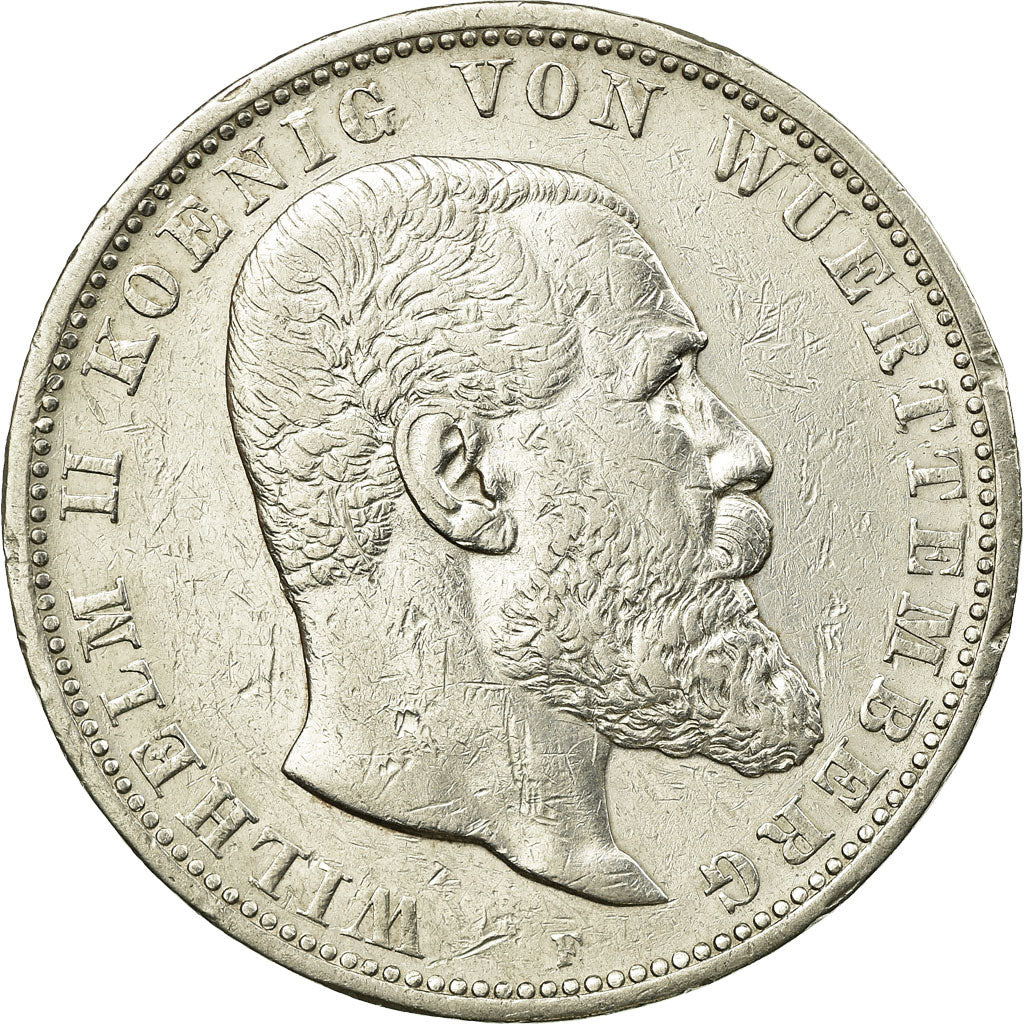 Coin, German States, WURTTEMBERG, Wilhelm II, 5 Mark, 1902, Freudenstadt