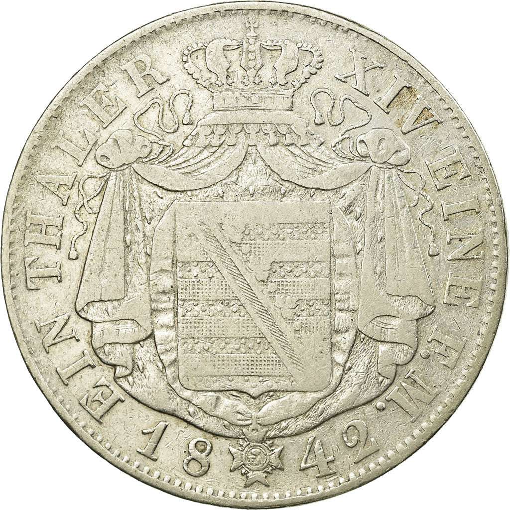 Coin, German States, SAXONY-ALBERTINE, Friedrich August II, Thaler, 1842