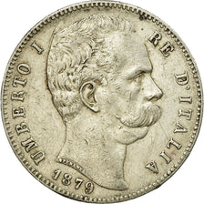 Moeda, Itália, Umberto I, 5 Lire, 1879, Rome, EF(40-45), Prata, KM:20