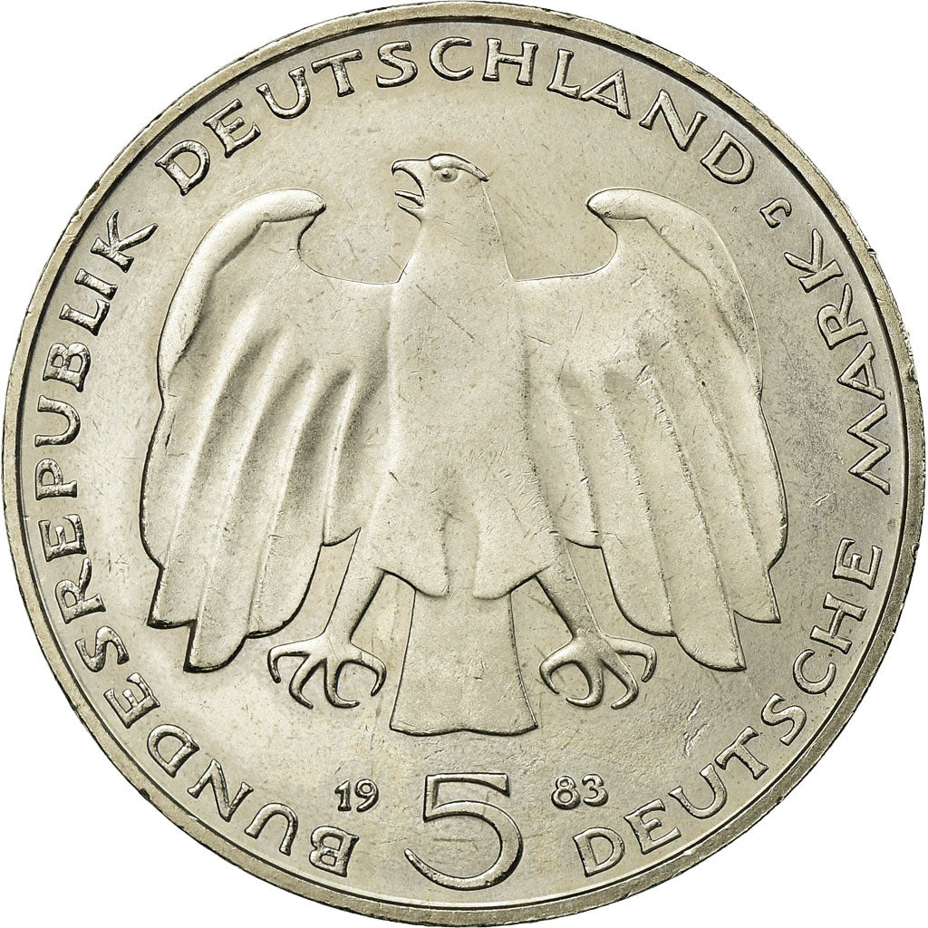 Coin, GERMANY - FEDERAL REPUBLIC, 5 Mark, 1983, Hamburg, Germany, AU(55-58)