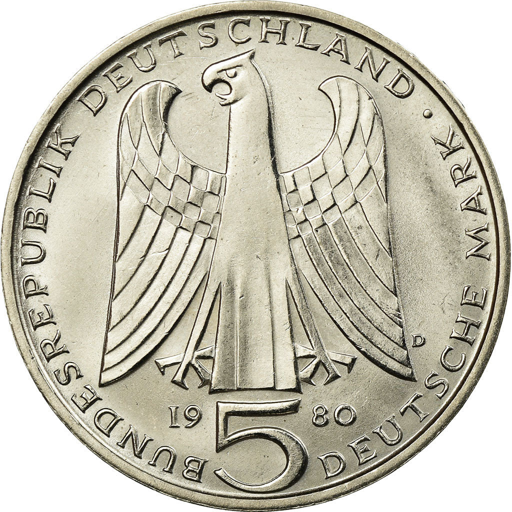 Coin, GERMANY - FEDERAL REPUBLIC, 5 Mark, 1980, Munich, Germany, MS(60-62)