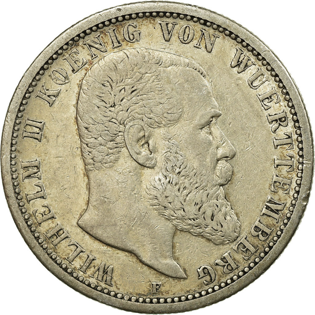 Coin, German States, WURTTEMBERG, Wilhelm II, 2 Mark, 1907, Freudenstadt