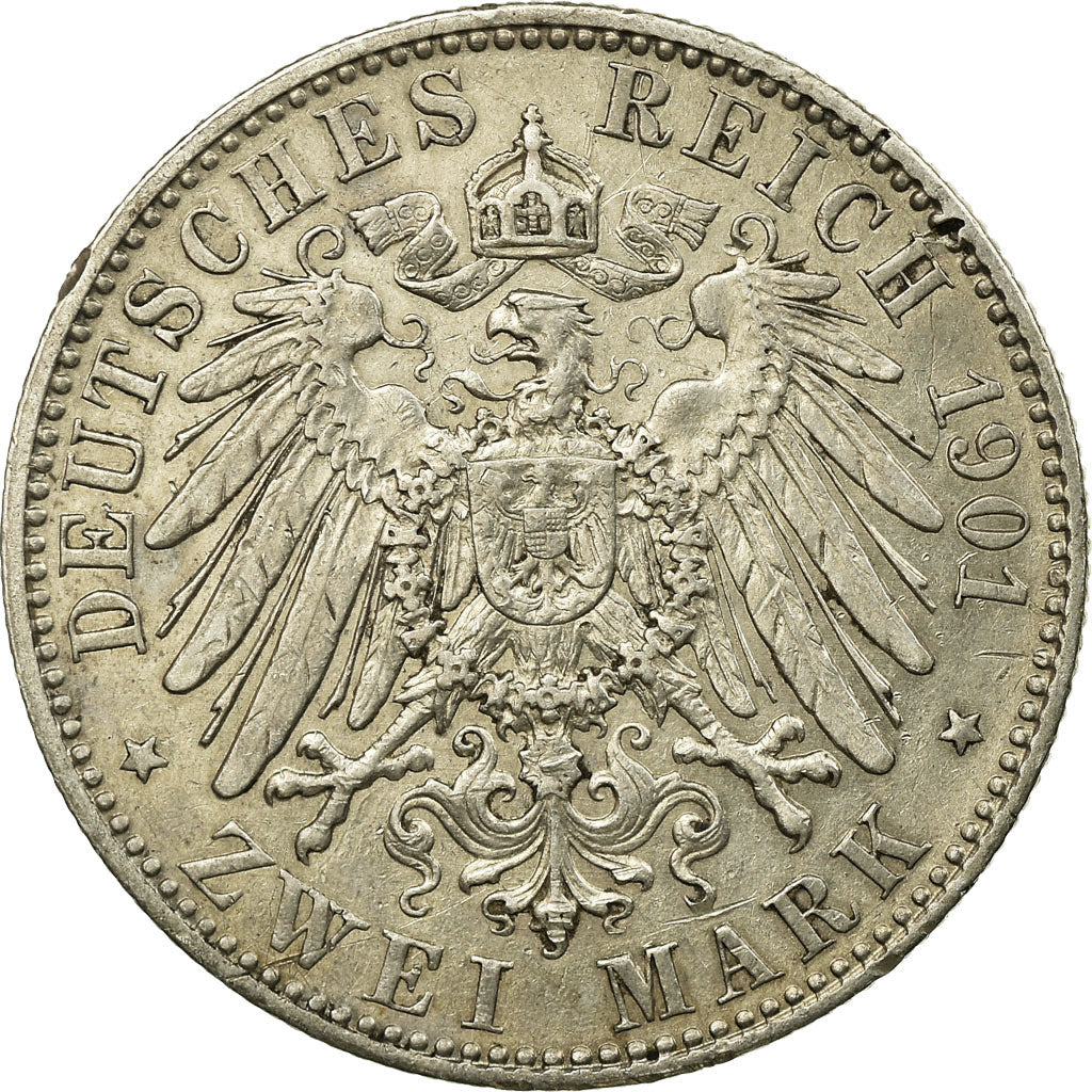 Coin, German States, PRUSSIA, Wilhelm II, 2 Mark, 1901, Berlin, EF(40-45)