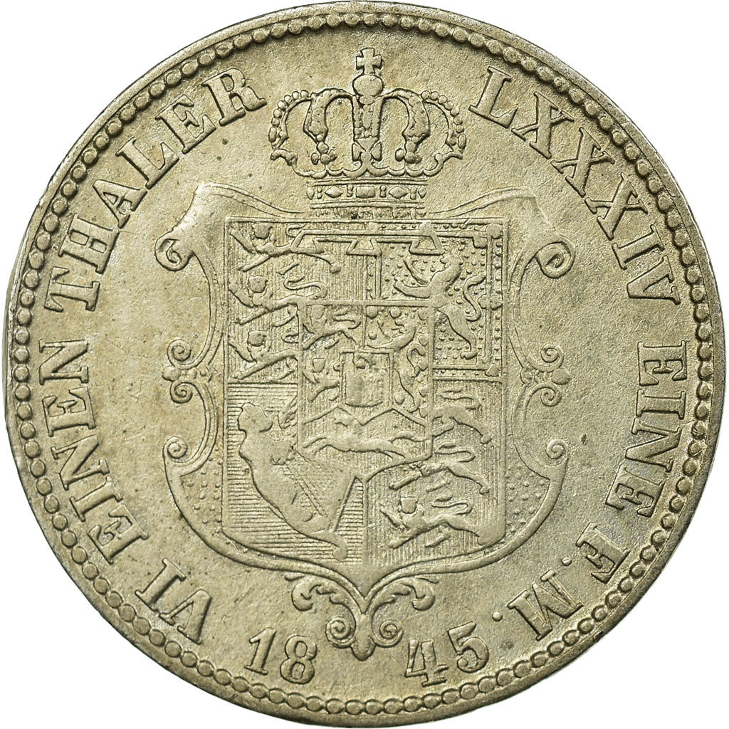 Coin, German States, HANNOVER, Ernst August, Thaler, 1845, Hannover, VF(30-35)