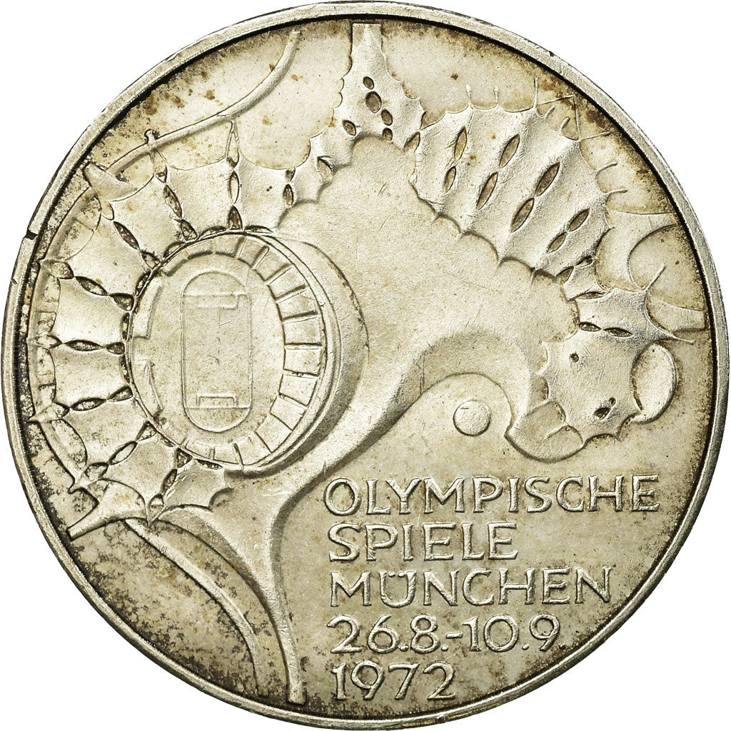 Moeda, ALEMANHA - REPÚBLICA FEDERAL, 10 Mark, 1972, Munich, EF(40-45), Prata
