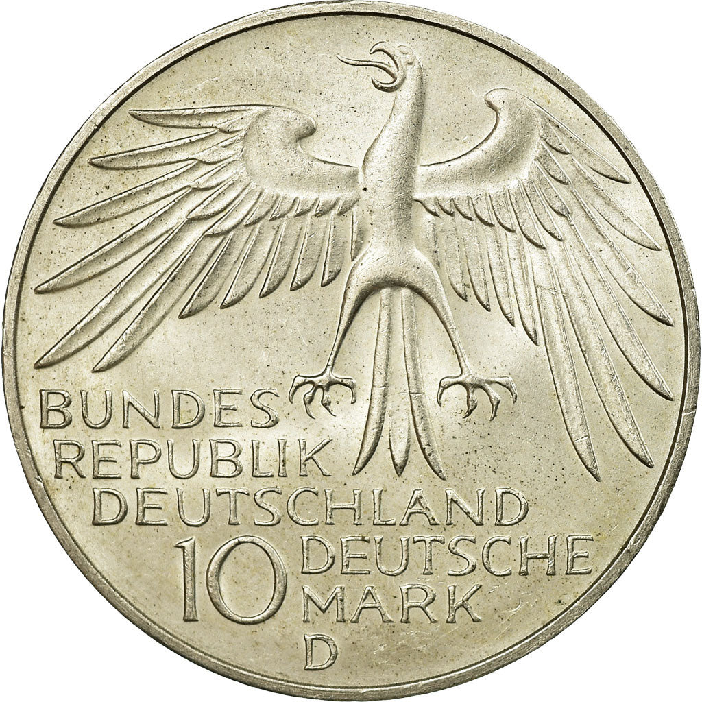 Munten, Federale Duitse Republiek, 10 Mark, 1972, Munich, ZF+, Zilver, KM:133