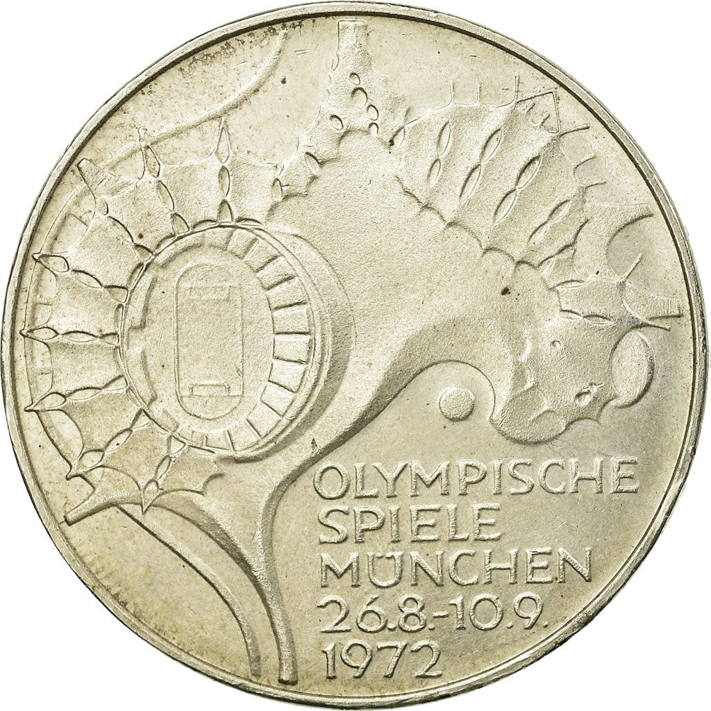 Munten, Federale Duitse Republiek, 10 Mark, 1972, Stuttgart, PR, Zilver, KM:133