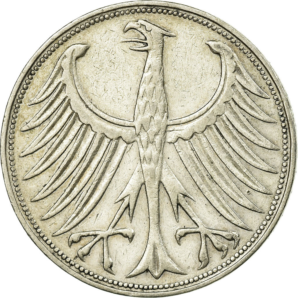 Moneta, GERMANIA - REPUBBLICA FEDERALE, 5 Mark, 1951, Stuttgart, MB+, Argento