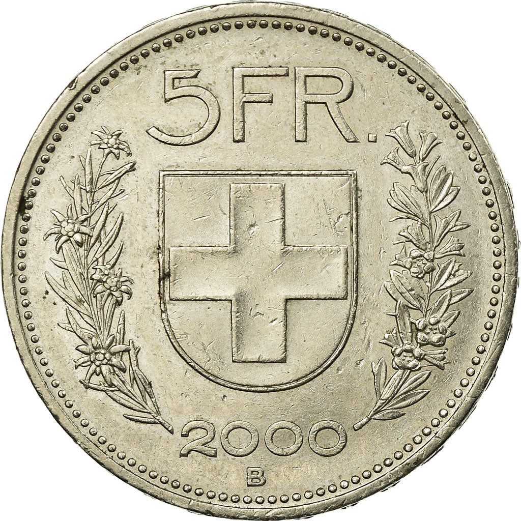 Coin, Switzerland, 5 Francs, 2000, Bern, EF(40-45), Copper-nickel, KM:40a.4