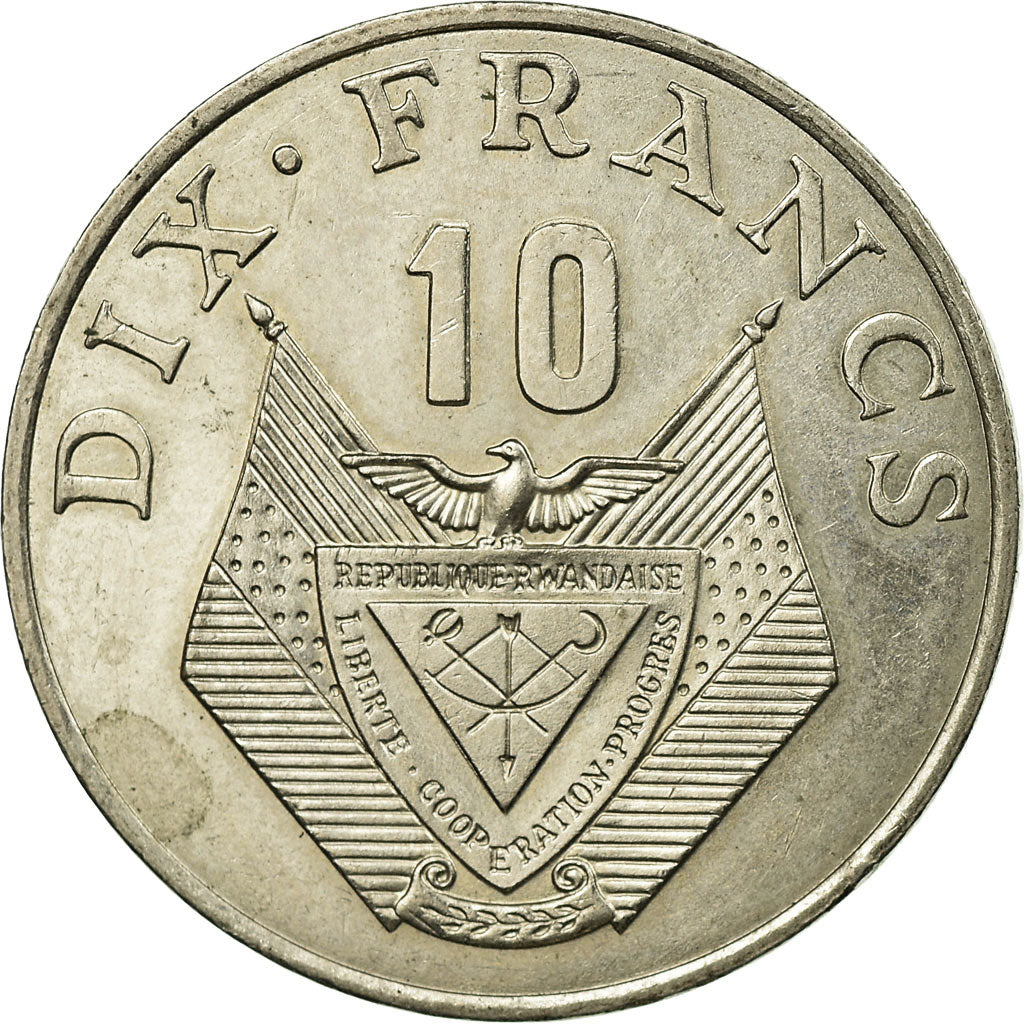 Coin, Rwanda, 10 Francs, 1985, British Royal Mint, EF(40-45), Copper-nickel
