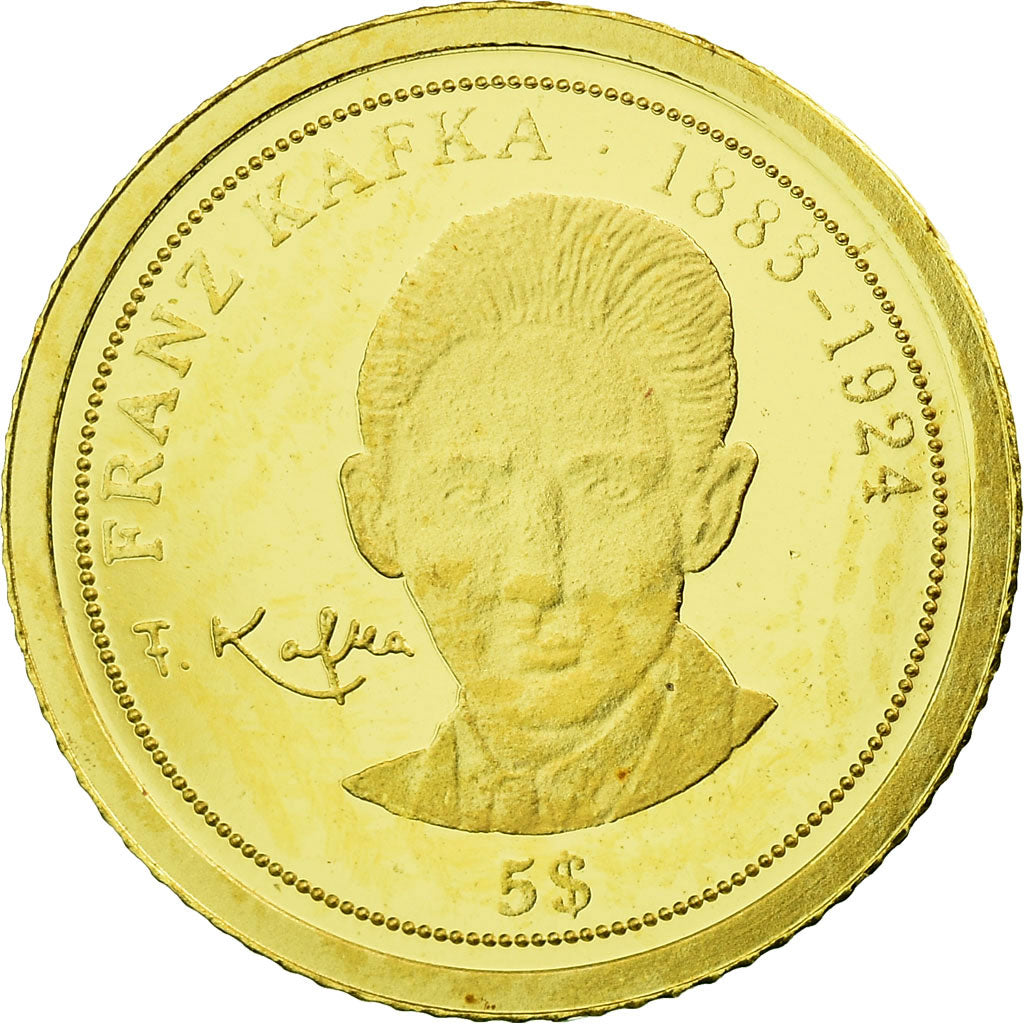Coin, Nauru, 5 Dollars, 2008, Franz Kafka, MS(65-70), Gold