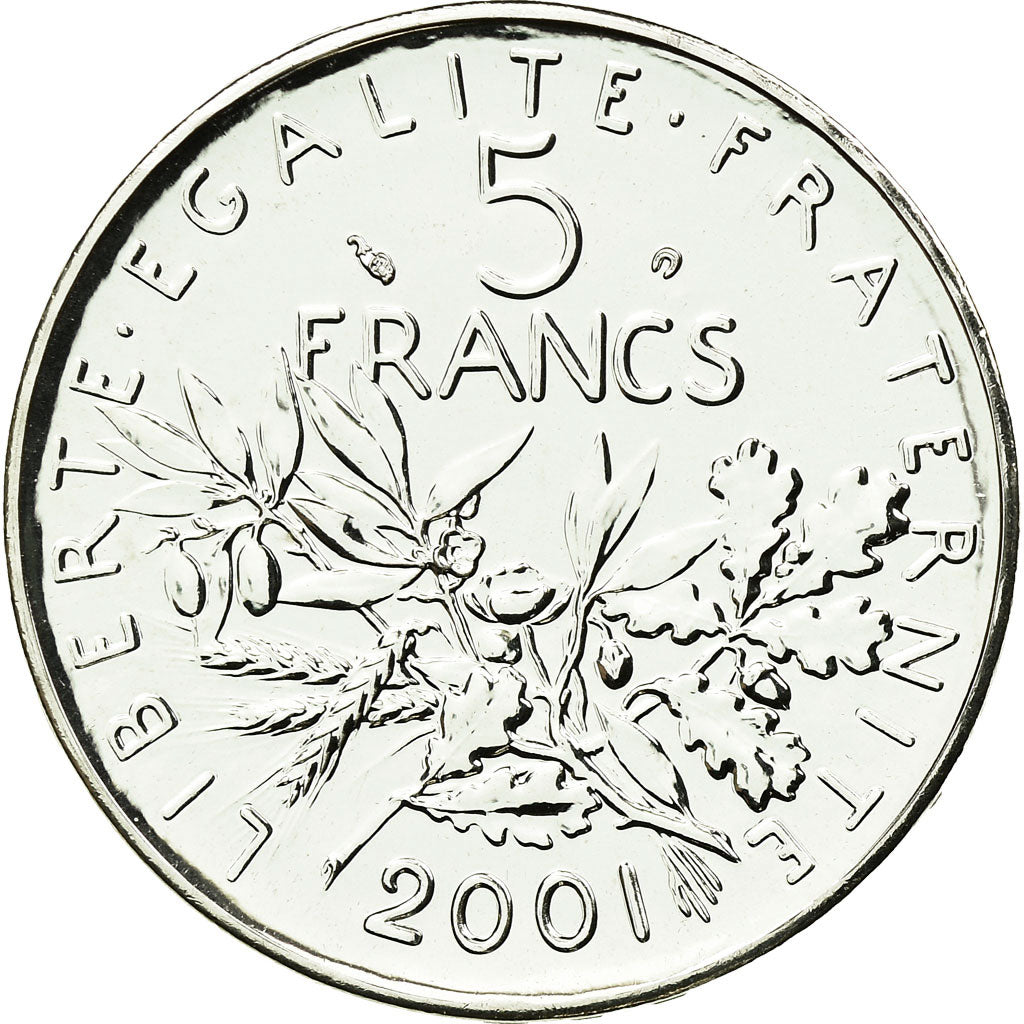 Coin, France, 5 Francs, 2001, Paris, MS(65-70), Silver, KM:1309, Gadoury:771