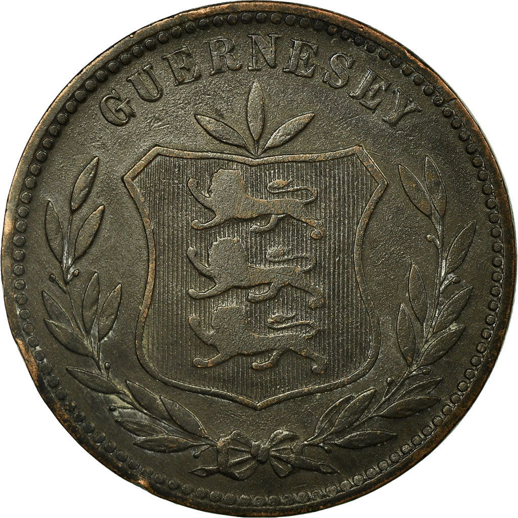 Coin, Guernsey, 8 Doubles, 1903, Heaton, Birmingham, EF(40-45), Bronze, KM:7