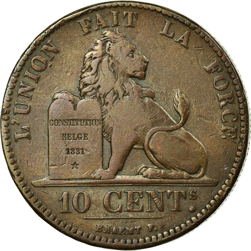 Coin, Belgium, Leopold I, 10 Centimes, 1832, EF(40-45), Copper, KM:2.1