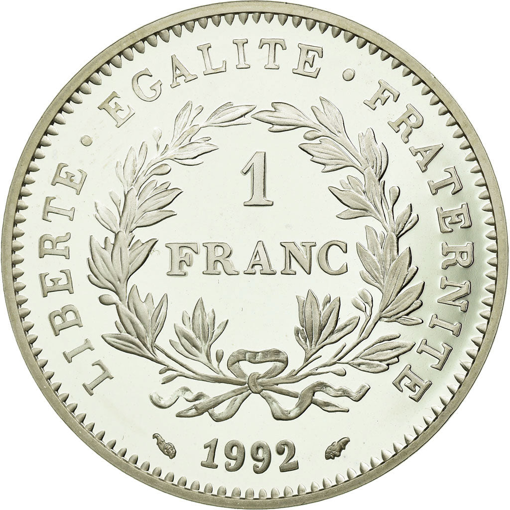 Coin, France, République, Franc, 1992, Paris, MS(65-70), Silver, KM:1005