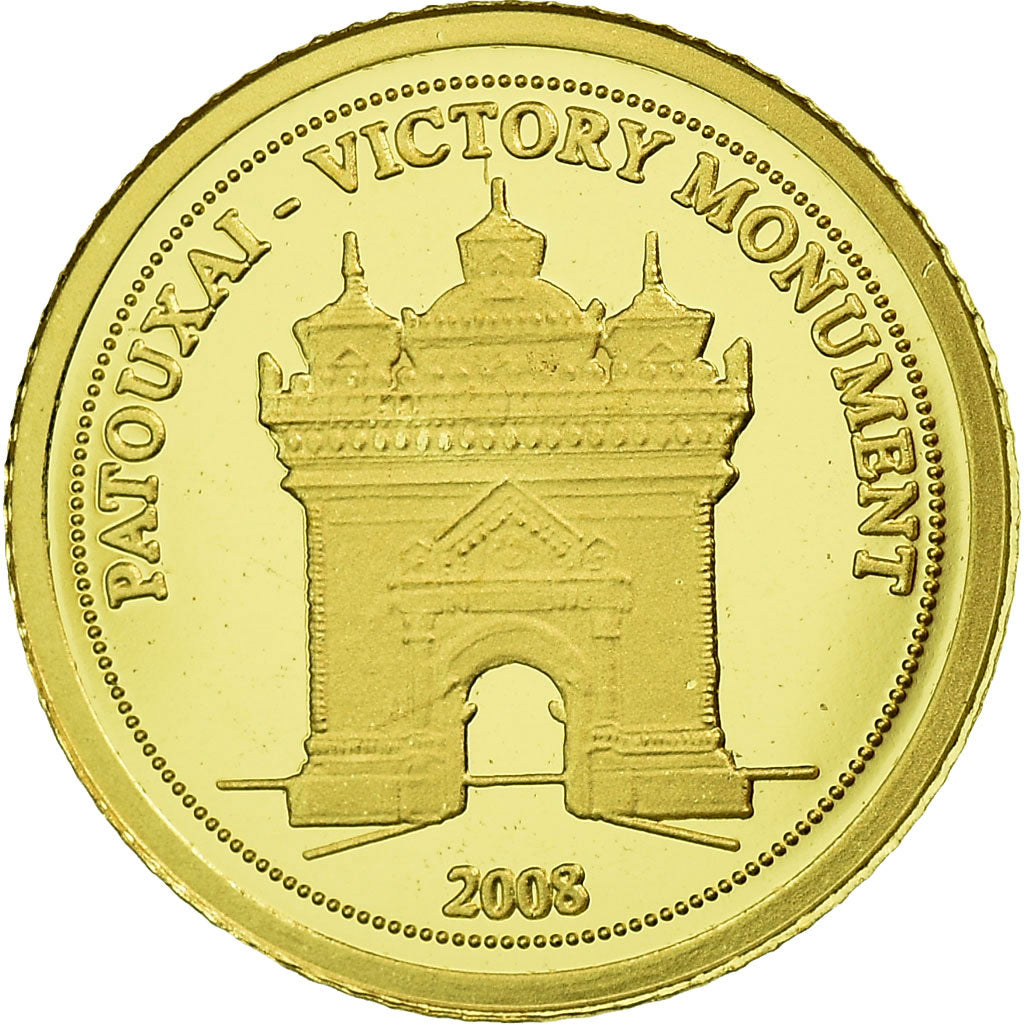 Coin, Lao, 500 Kip, 2008, Valcambi, MS(65-70), Gold, KM:160