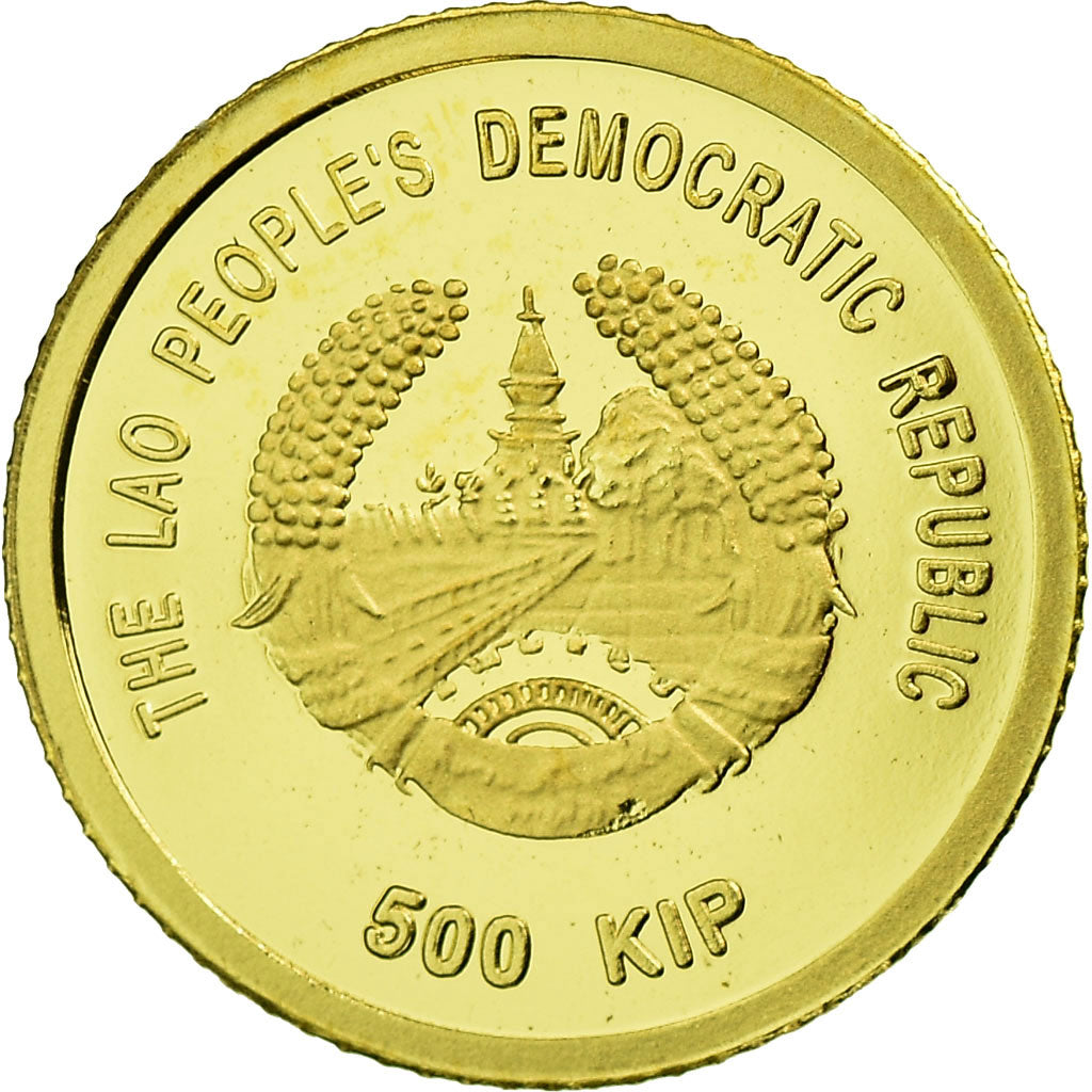 Coin, Lao, 500 Kip, 2008, Valcambi, MS(65-70), Gold, KM:160