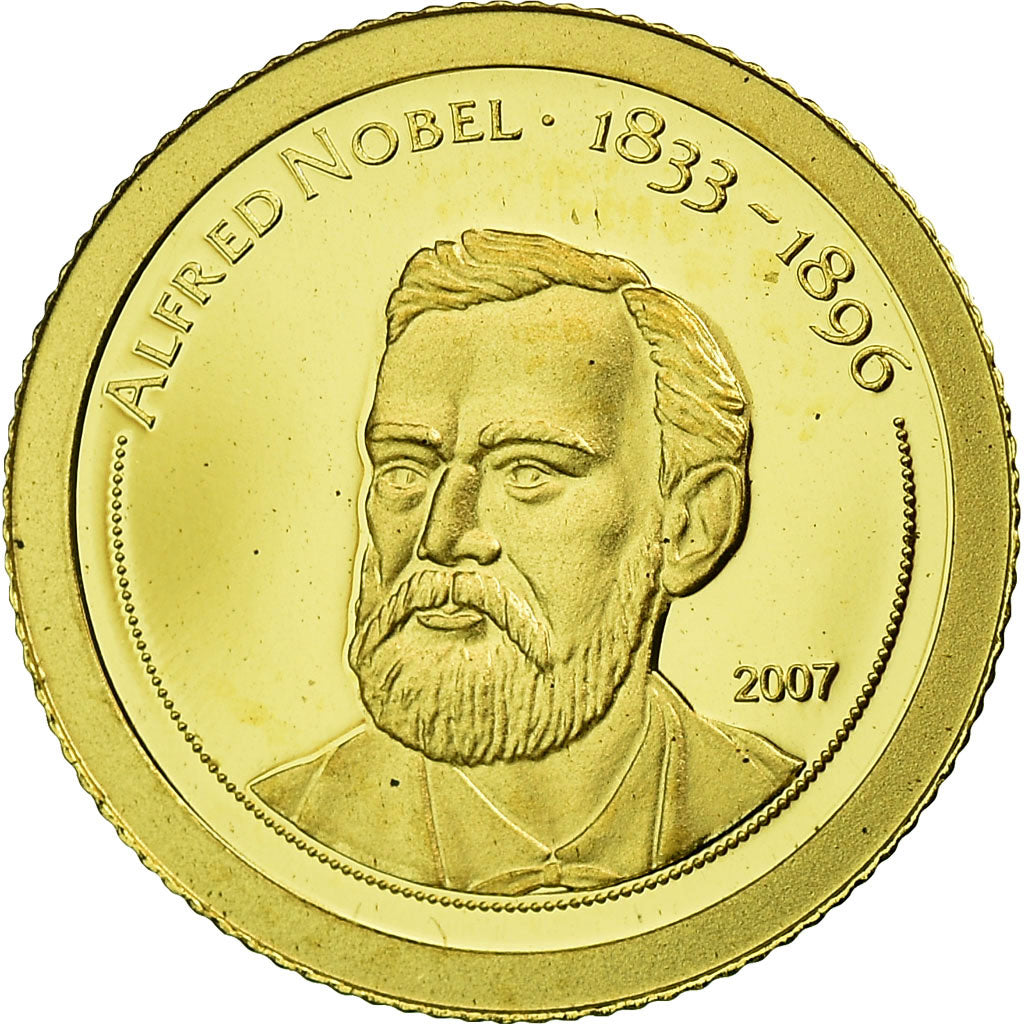 Coin, Mongolia, Alfred Nobel, 500 Tugrik, 2007, MS(65-70), Gold