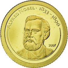 Moneta, Mongolia, Alfred Nobel, 500 Tugrik, 2007, FDC, Oro