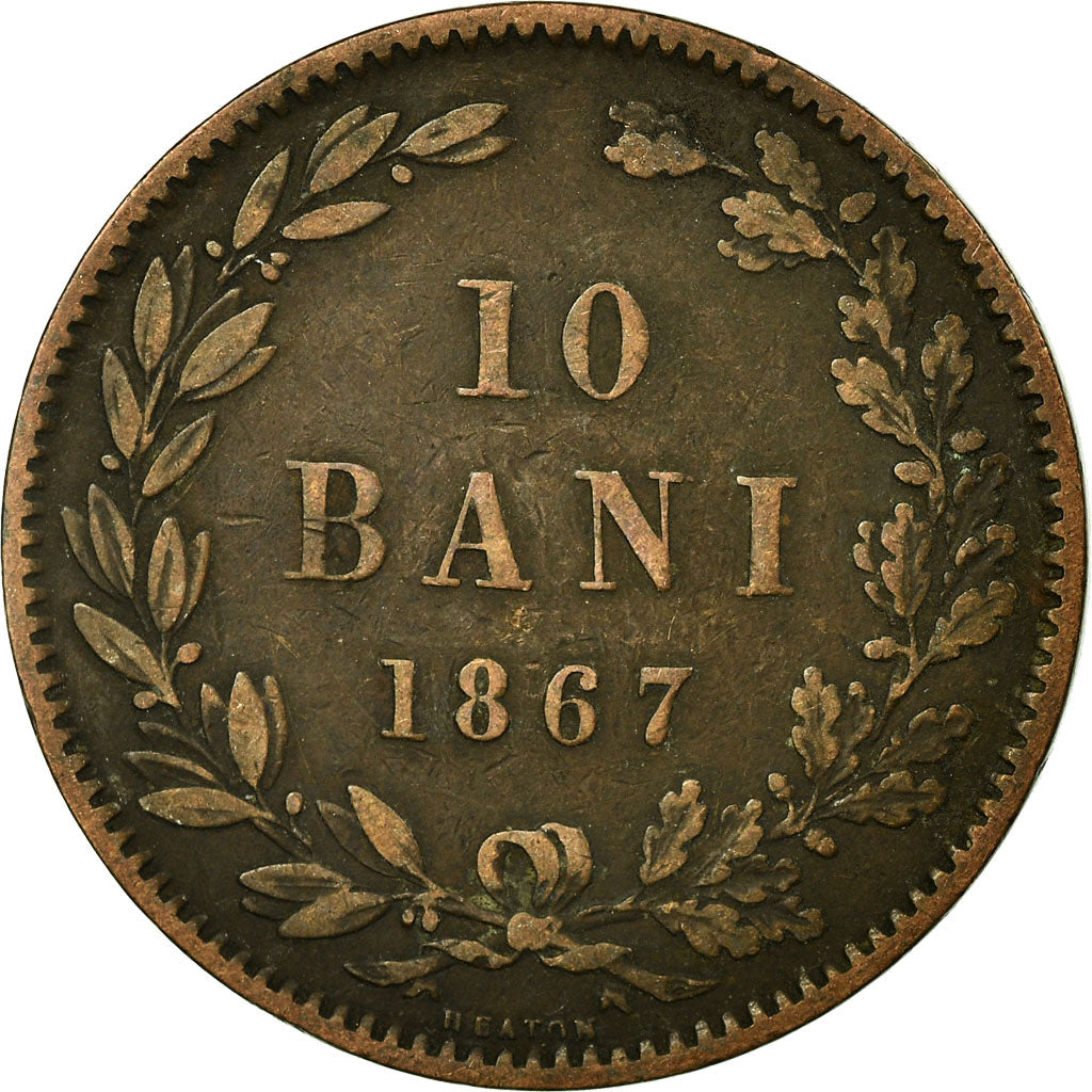 Coin, Romania, Carol I, 10 Bani, 1867, EF(40-45), Copper, KM:4.1