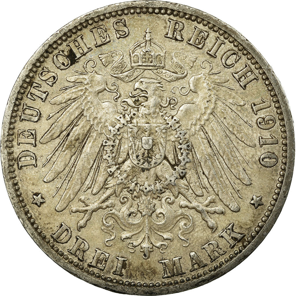 Coin, German States, PRUSSIA, Wilhelm II, 3 Mark, 1910, Berlin, EF(40-45)