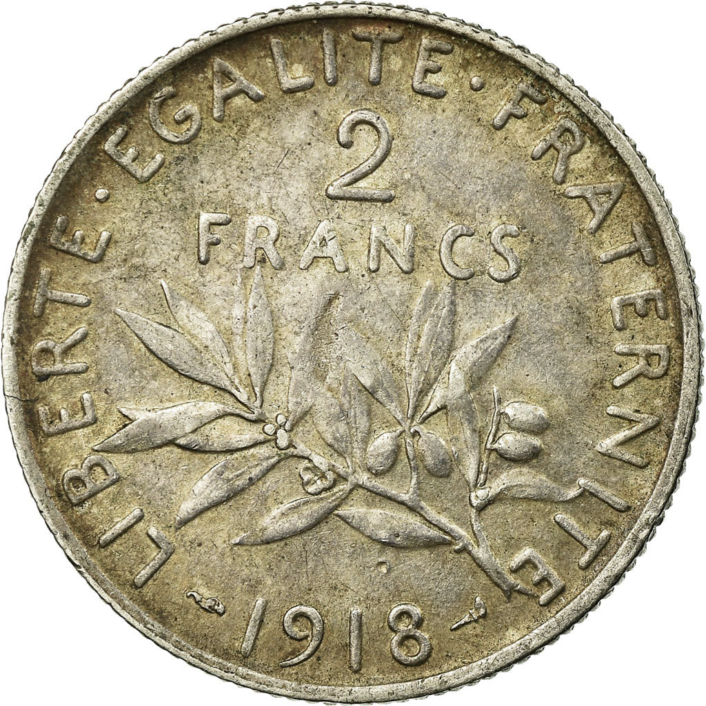 Coin, France, Semeuse, 2 Francs, 1918, Paris, VF(30-35), Silver, KM:845.1