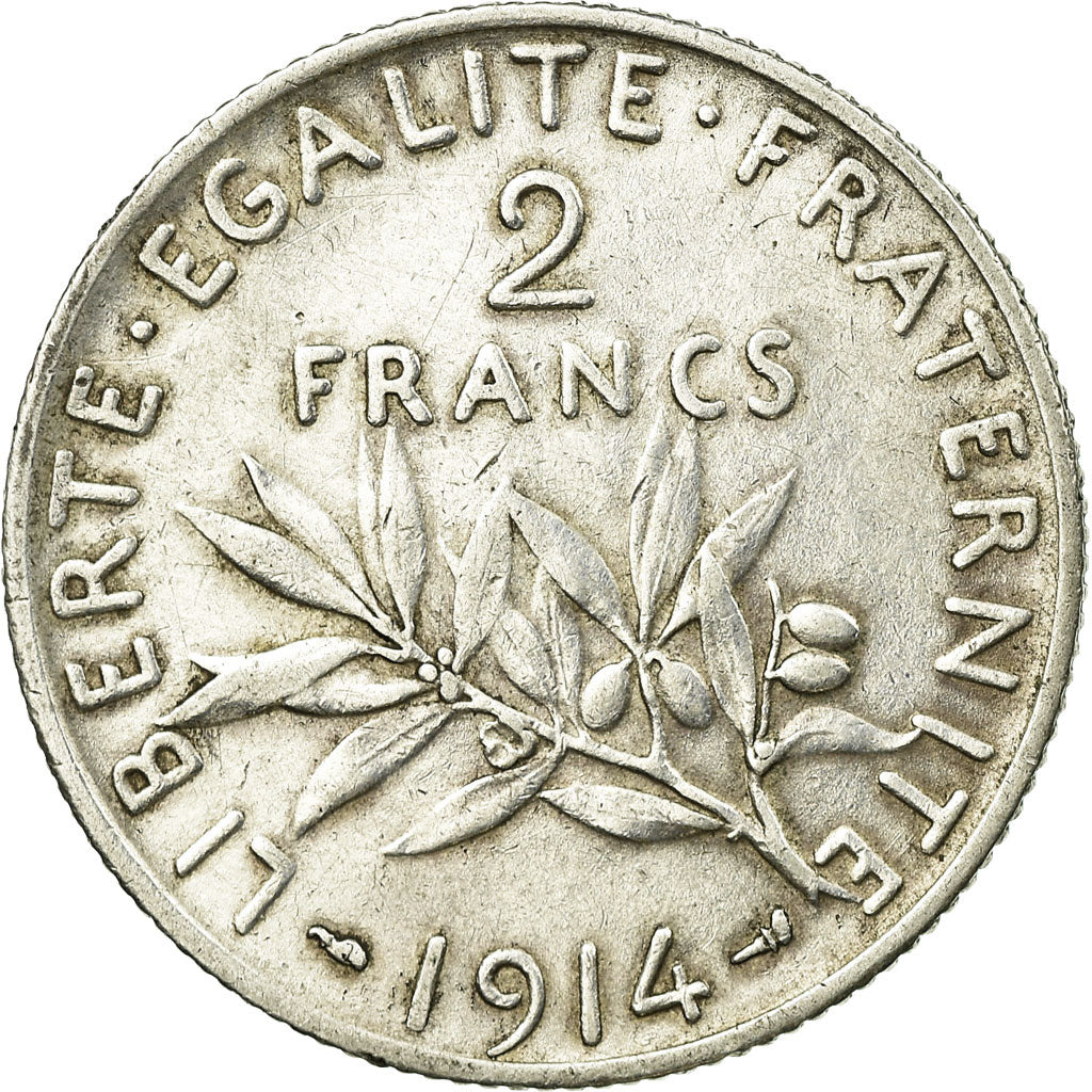Coin, France, Semeuse, 2 Francs, 1914, Paris, EF(40-45), Silver, KM:845.1