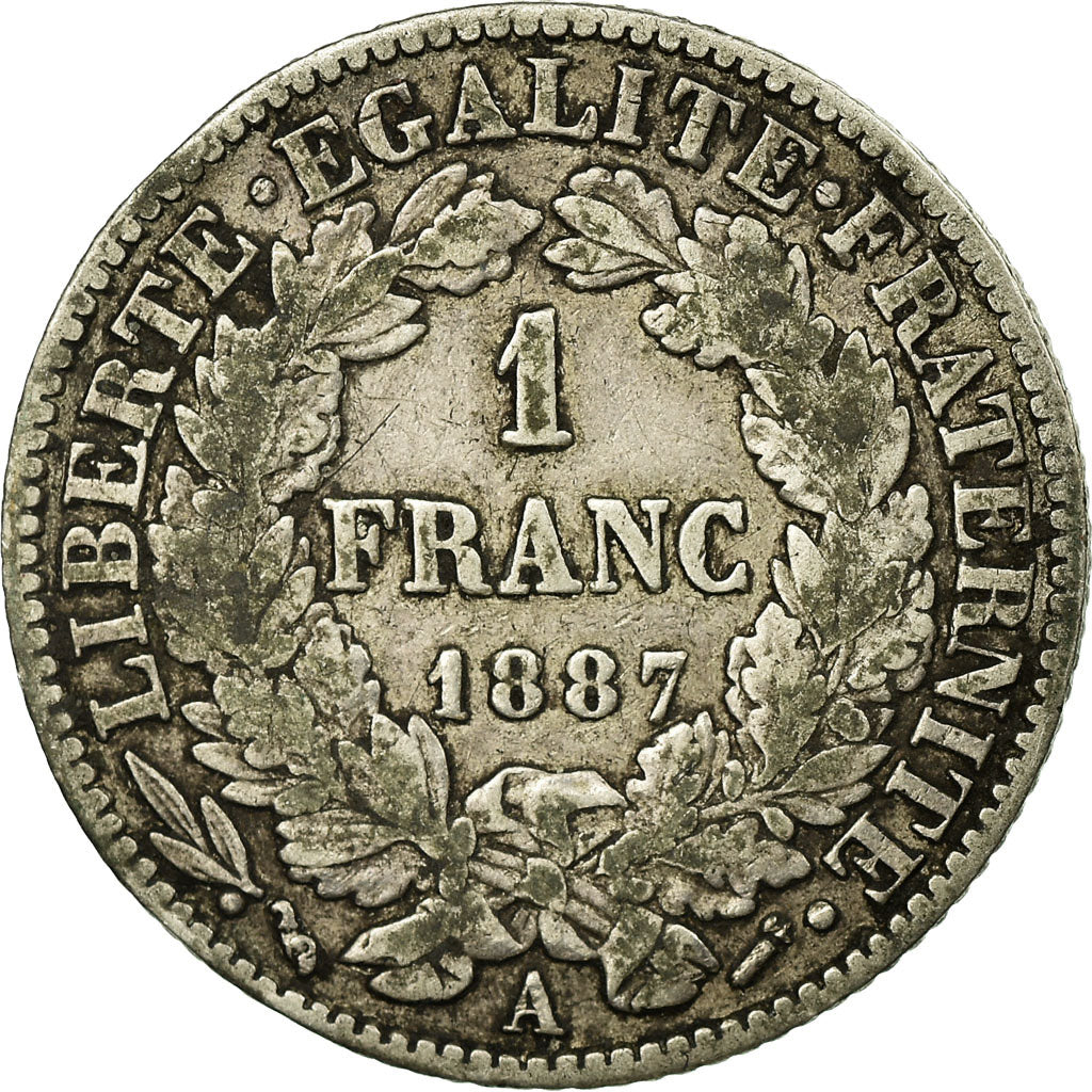 Münze, Frankreich, Cérès, Franc, 1887, Paris, S, Silber, KM:822.1