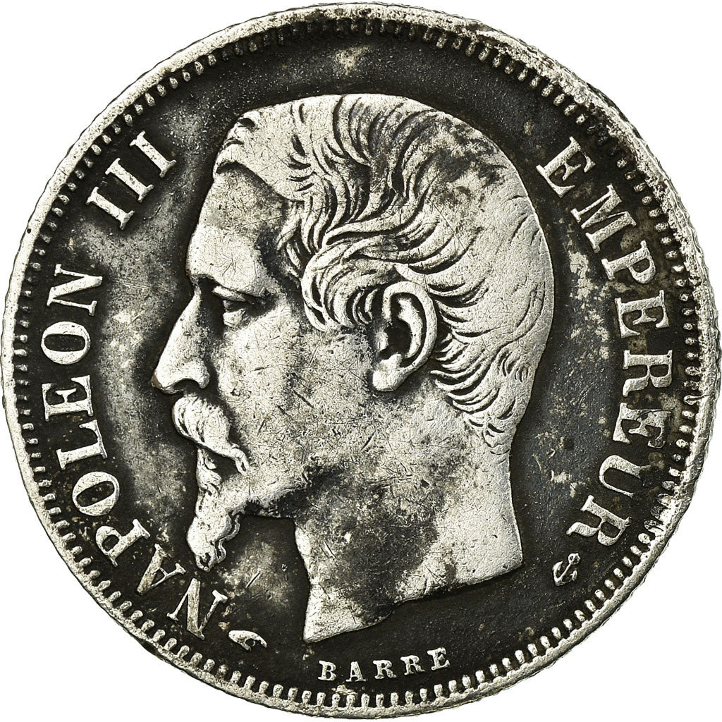 Moneda, Francia, Napoleon III, Napoléon III, Franc, 1857, Paris, BC+, Plata