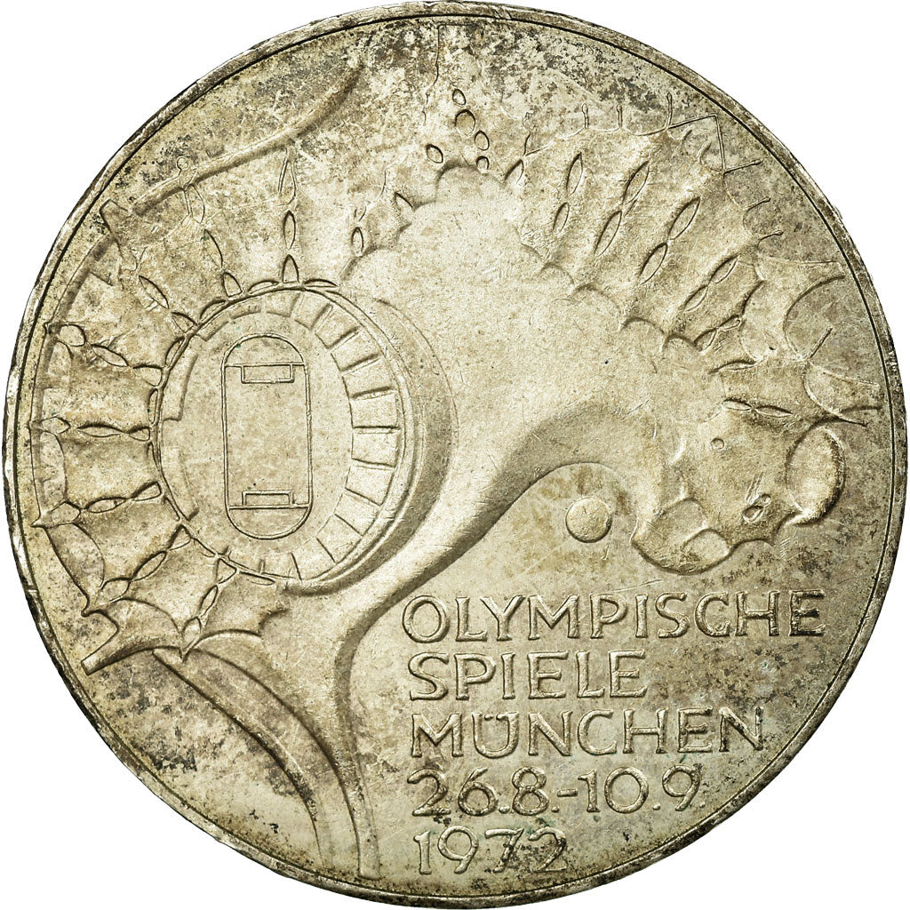 Munten, Federale Duitse Republiek, 10 Mark, 1972, Hambourg, FR+, Zilver, KM:133