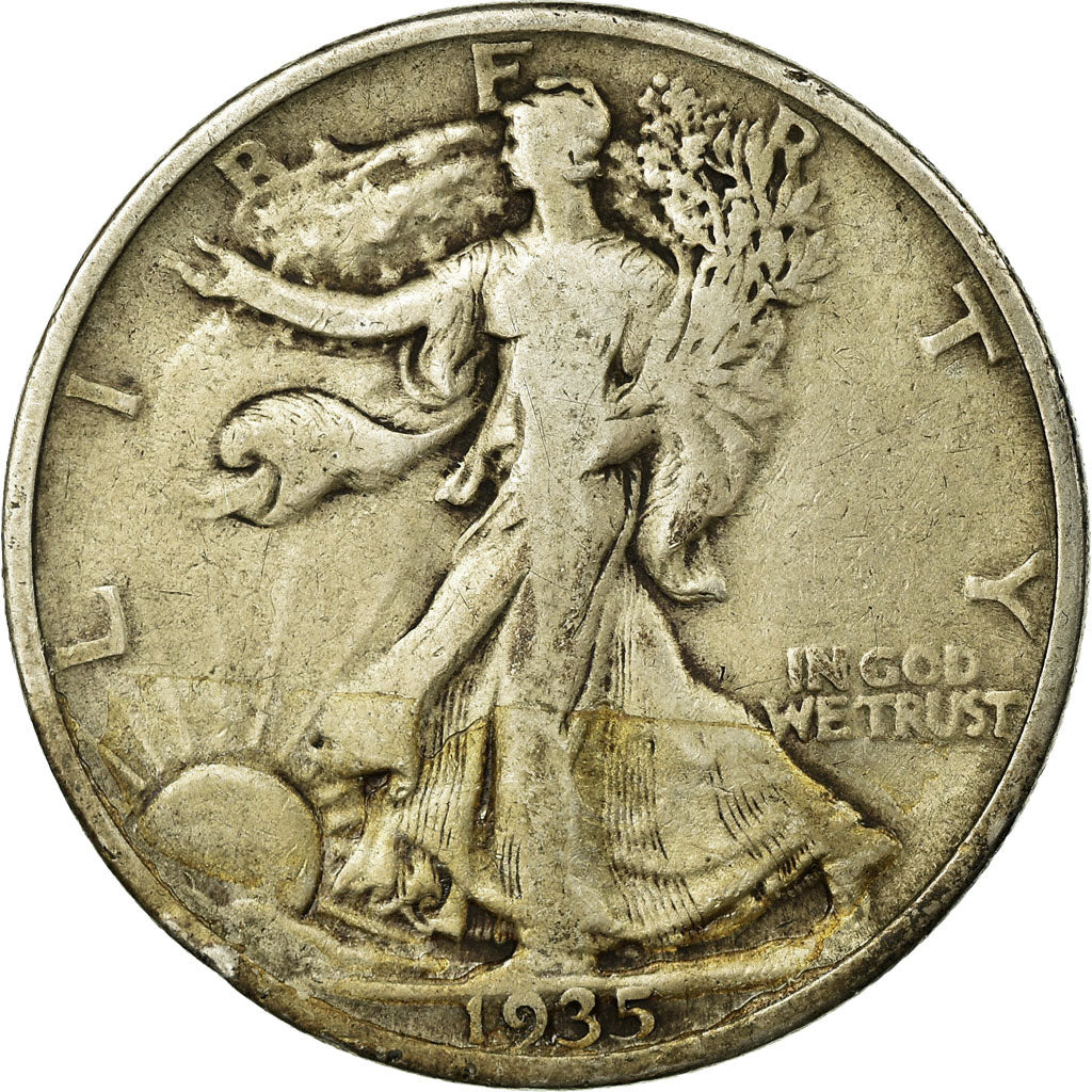 Coin, United States, Walking Liberty Half Dollar, Half Dollar, 1935, U.S. Mint