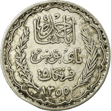 Coin, Tunisia, Ahmad Pasha Bey, 5 Francs, 1936/AH1355, Paris, VF(30-35), Silver