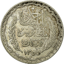 Coin, Tunisia, Ahmad Pasha Bey, 5 Francs, 1936/AH1355, Paris, EF(40-45), Silver
